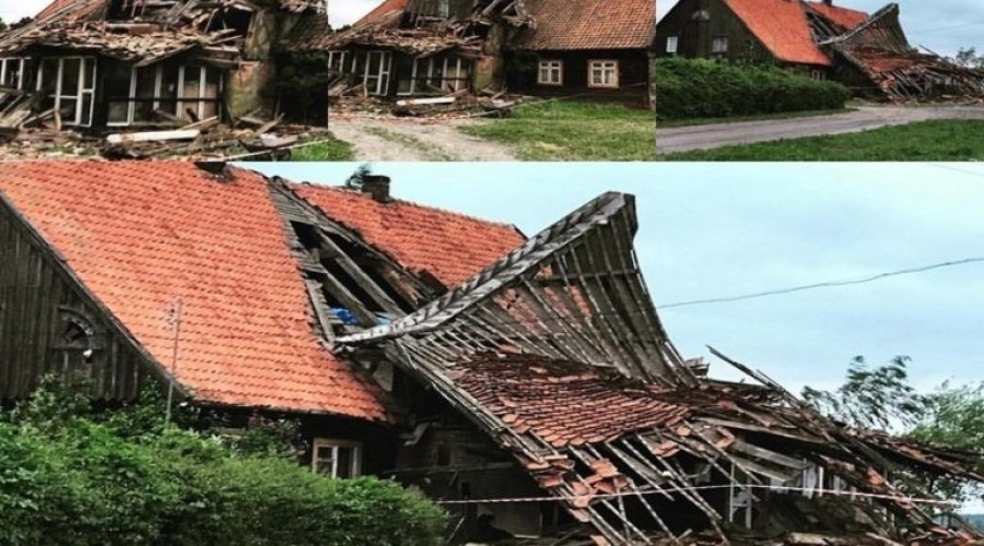 Runął zabytkowy podcień w Izbiskach.