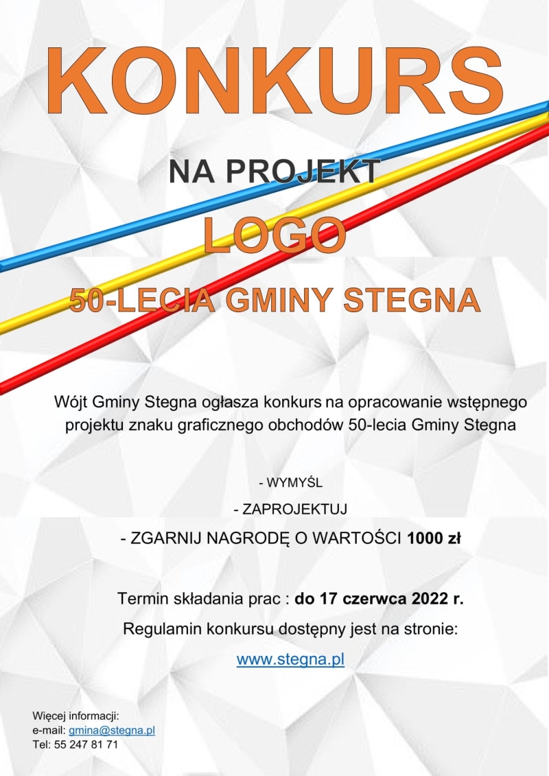 Konkurs na opracowanie wstępnego projektu znaku graficznego obchodów 50-lecia Gminy Stegna