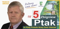 Zbigniew Ptak. Kandydat do Rady Powiatu Nowodworskiego.