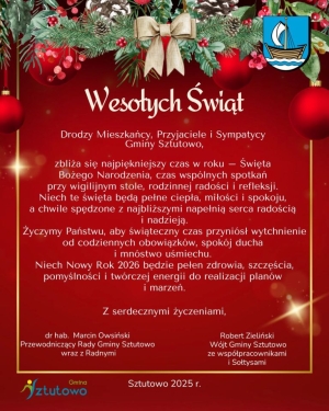 Świąteczne życzenia od Wójta Gminy Sztutowo
