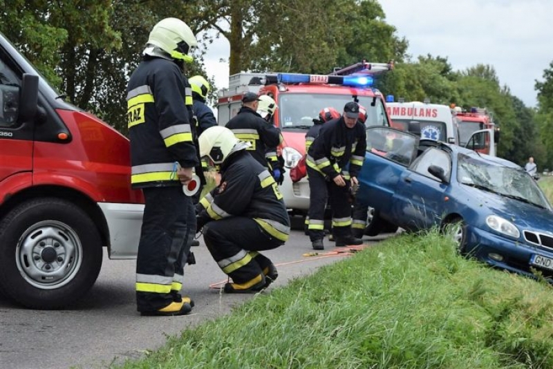 Rybina. Samochód w rowie. Kierowca odwieziony do szpitala - 4.09.2017