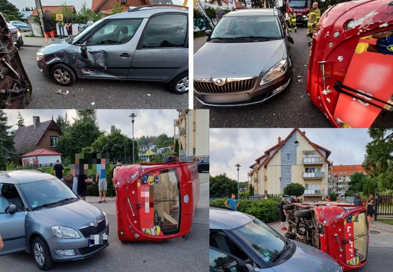 Kierowca osobówki doprowadził do kolizji drogowej z pojazdem meleks. Nikomu nic się nie stało.