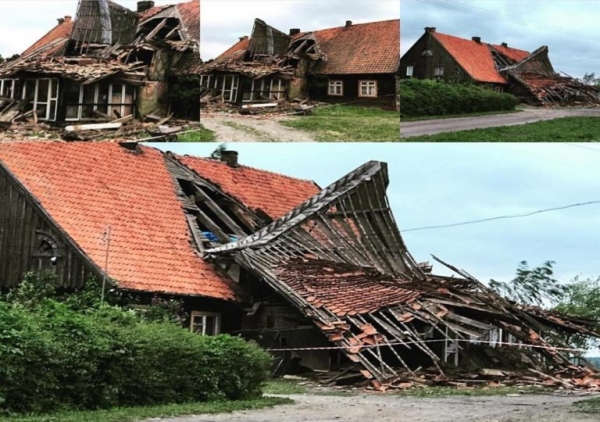 Runął zabytkowy podcień w Izbiskach.