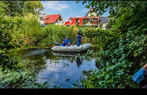 W Tujsku pracownicy Wód polskich i strażacy od dwóch dni łowią śnięte ryby i napowietrzają wodę. [ZOBACZ WIDEO]
